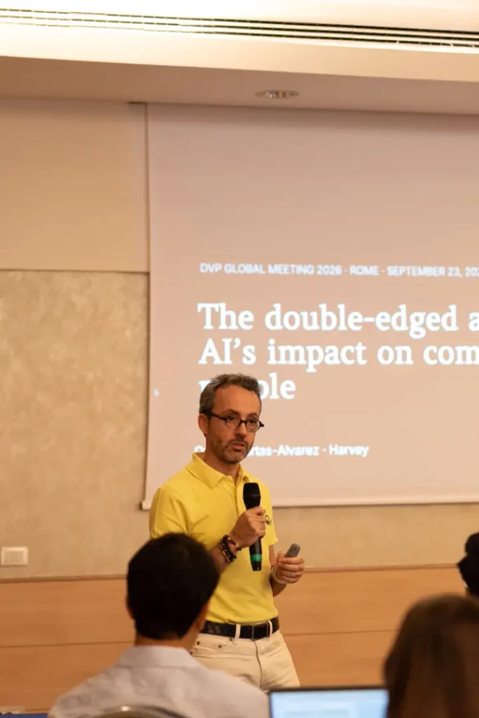 Omar Puertas from Harvey speaking about Artificial Intelligence at Global Meeting 2026